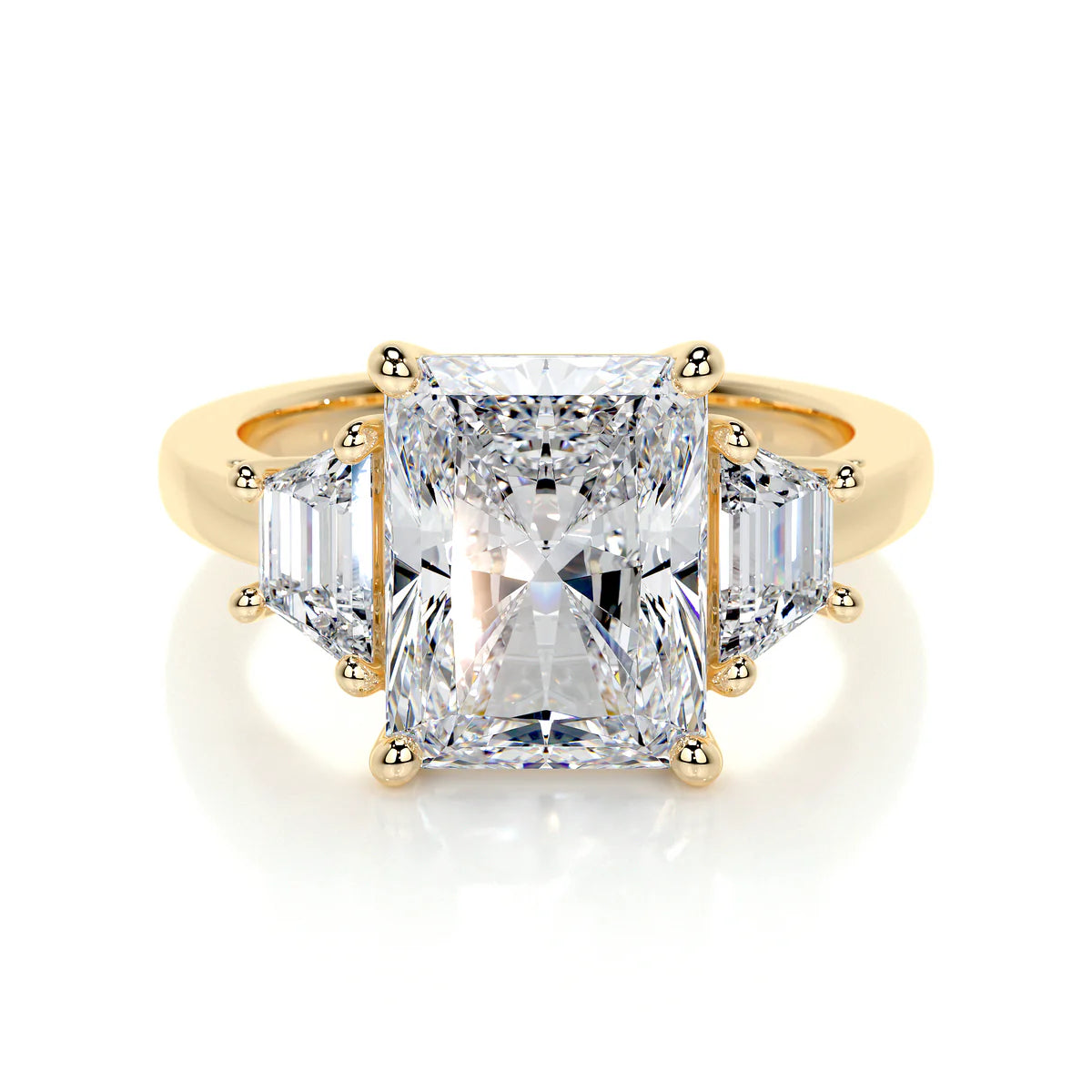 Lab Grown 3.5 Carat Diamond 3 Stone Radiant Ring