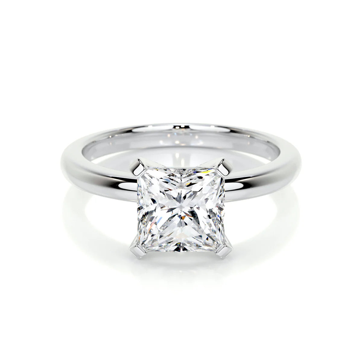 Lab Grown Solitaire 2 carat Diamond Princess Ring