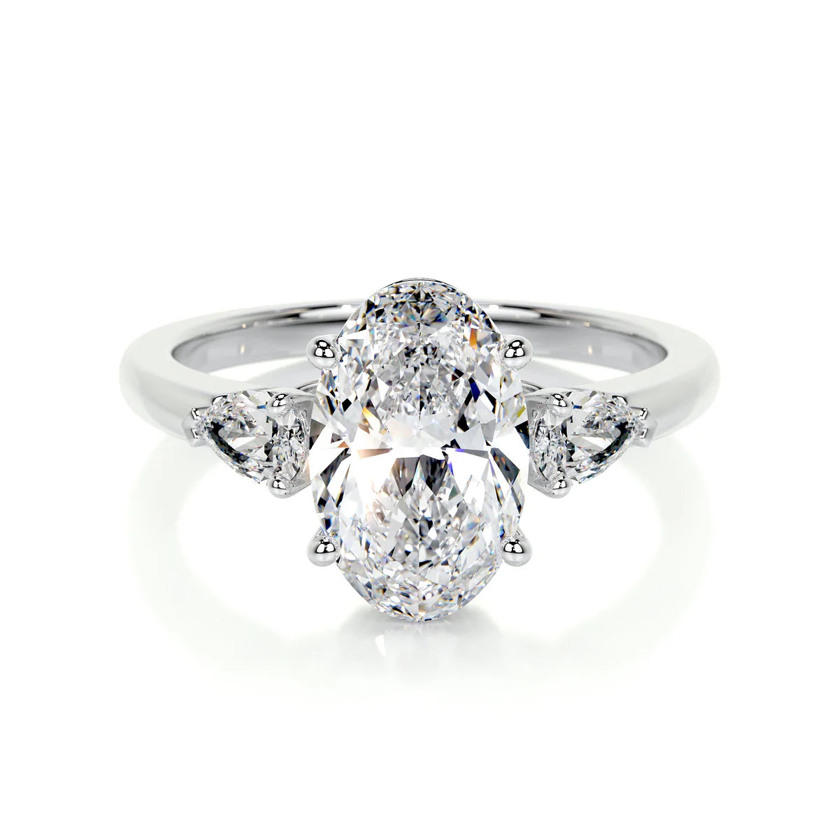 Lab Grown 3.5 Carat Diamond 3 Stone Oval Ring