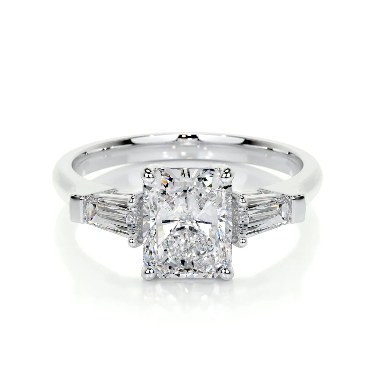 Lab Grown 3.3 Carat Diamond 3 Stone Elongated Cushion Ring