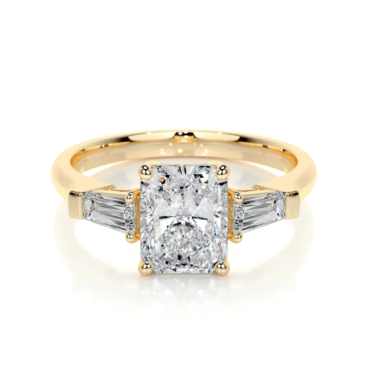 Lab Grown 3.3 Carat Diamond 3 Stone Elongated Cushion Ring