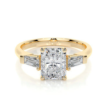 Lab Grown 3.3 Carat Diamond 3 Stone Elongated Cushion Ring
