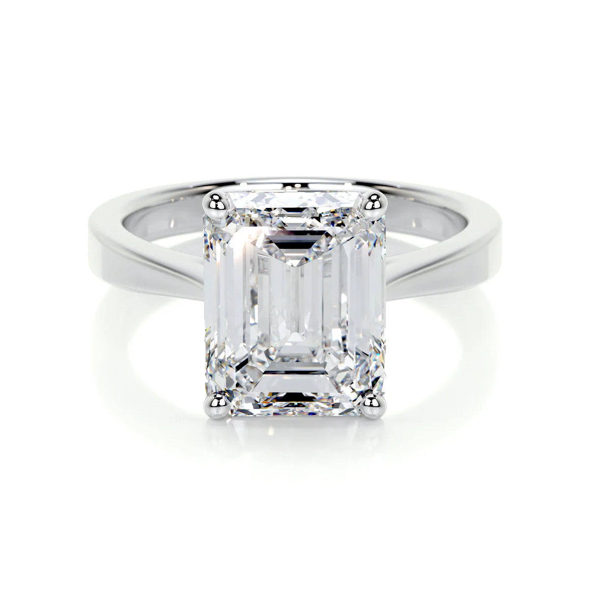 Lab Grown 3 Carat Solitaire Diamond Emerald Ring