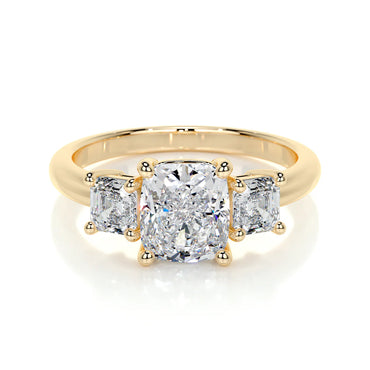 Lab Grown 3.5 Carat Diamond 3 Stone Elongated Cushion Ring