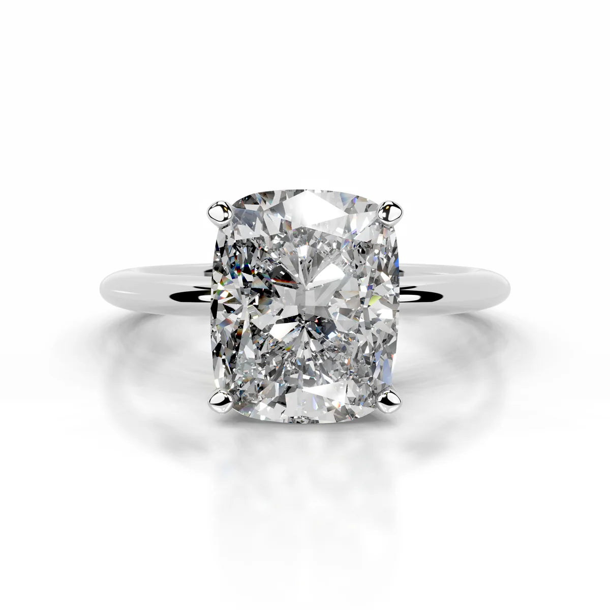 Lab Grown Solitaire 2 carat Diamond Elongated Cushion Ring