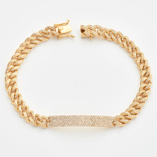 14k Gold 2.5 ct Diamond Miami Cuban ID Bracelet