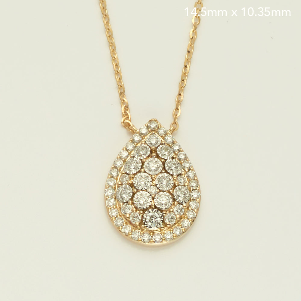 14k Gold .5 ct Diamond Tear Drop Necklace