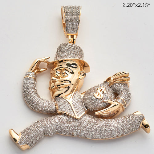 10k Gold 1.35 ct Diamond Monopoly Man Pendant