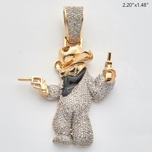 10k Gold 2.3 ct Diamond Bandit Figure Pendant