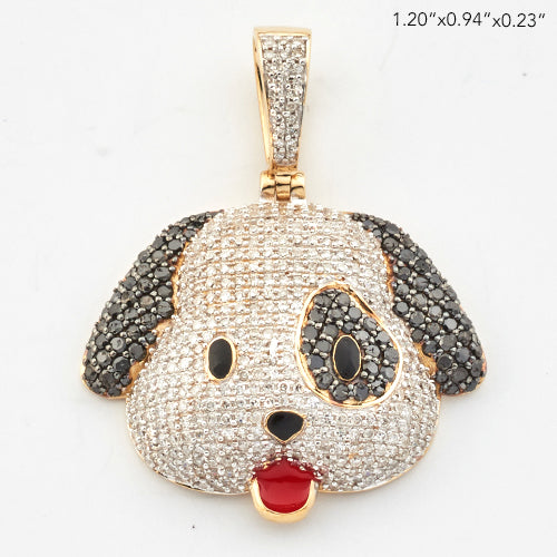 10k Gold 1.5 ct Diamond Dog Emoji Pendant