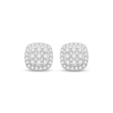 10K White Gold 1/5 ct Diamond Cluster Stud Earrings