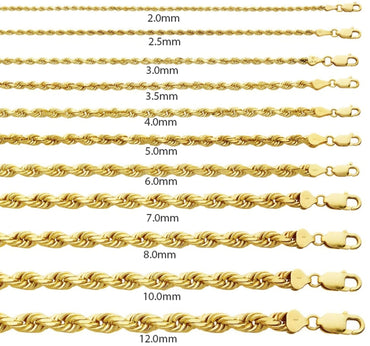 14kt Gold Solid Rope Chain 5mm