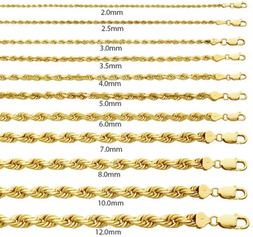 10k Gold Hollow Rope Chain 2.5mm