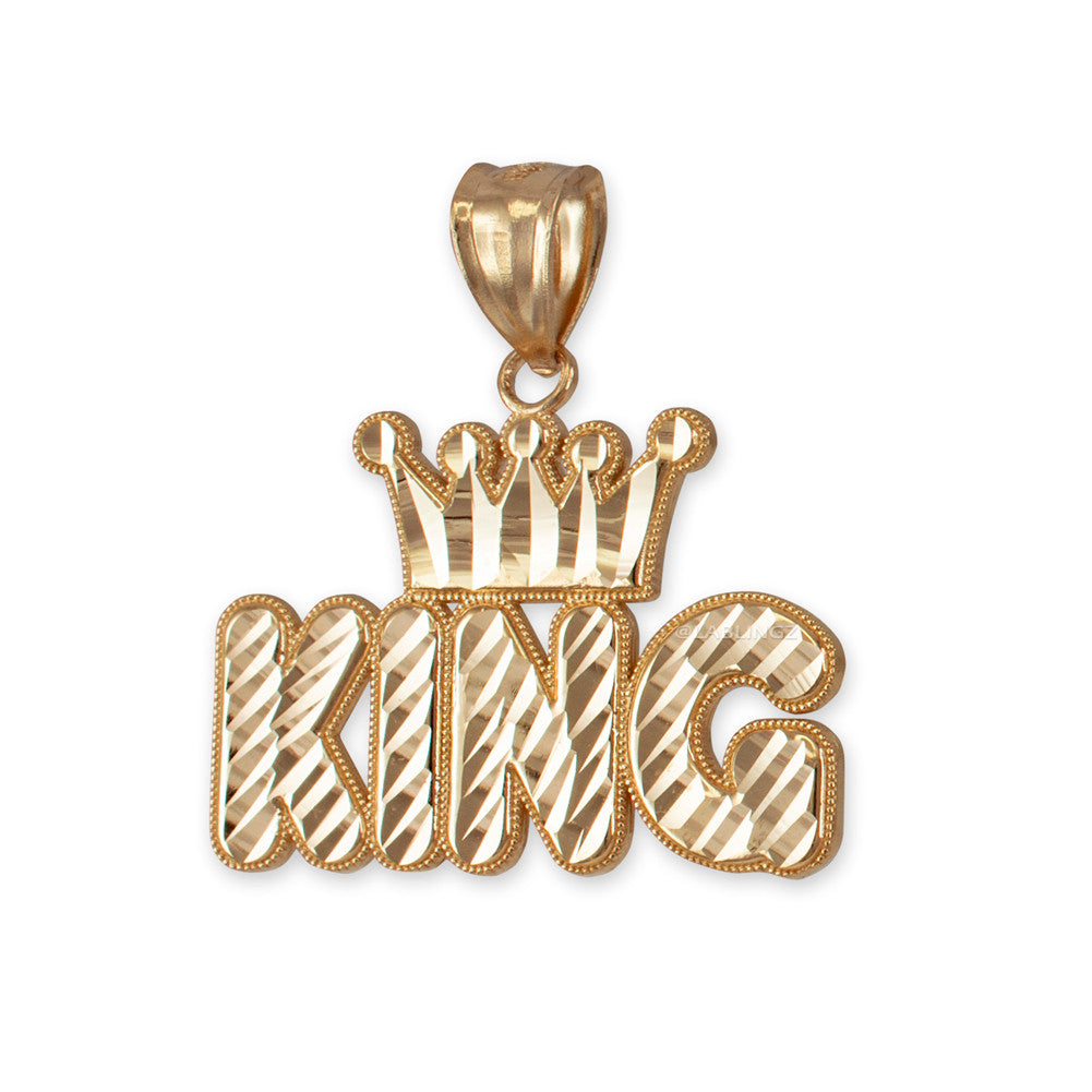 10k Gold "King" Crown Pendant