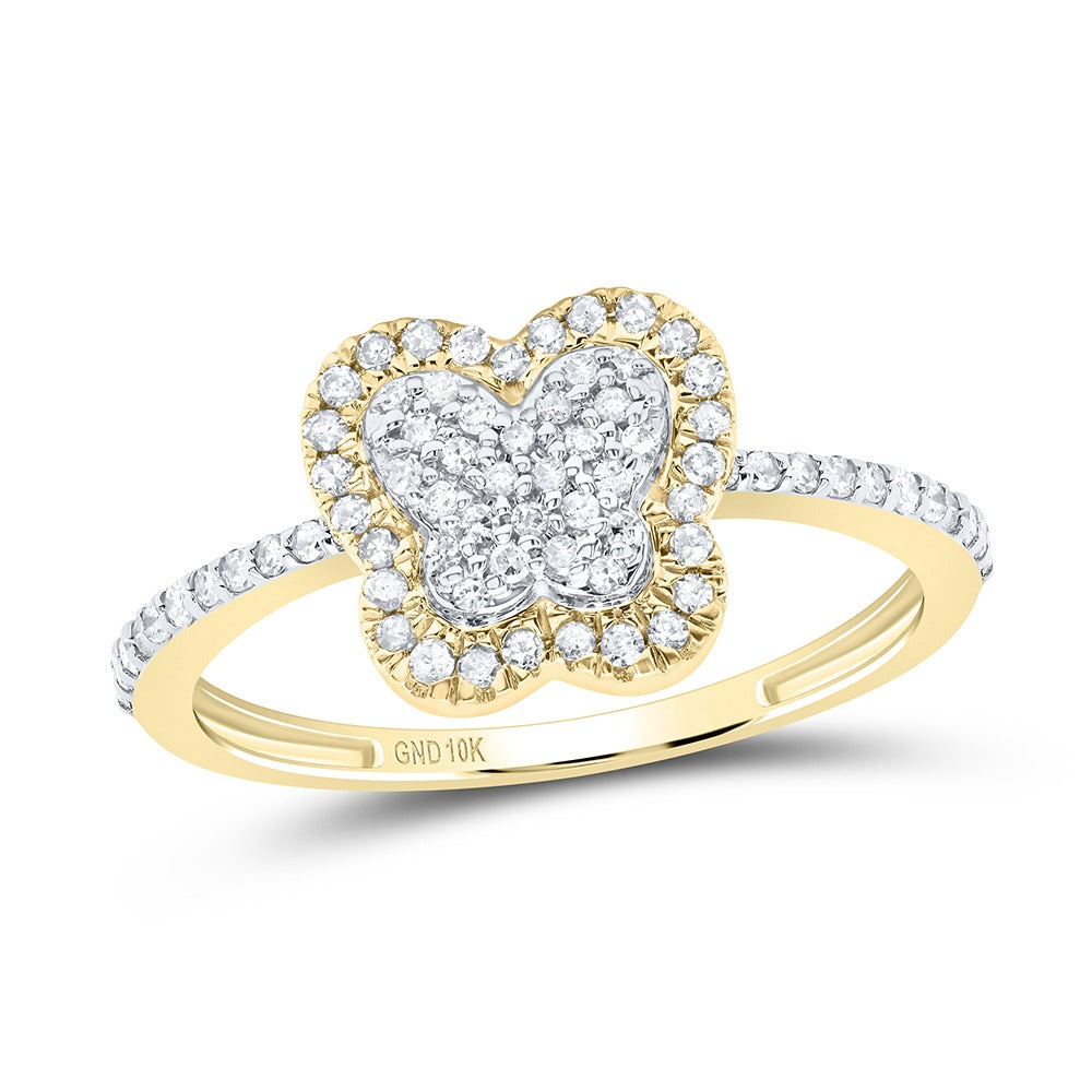 10k Gold 1/4 ct Diamond Butterfly Ring