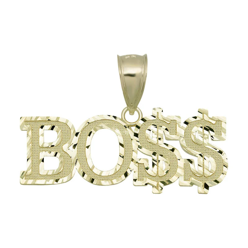 10k Gold Boss" Script Pendant