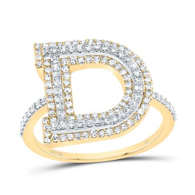 10k Gold 5/8 ct Diamond Initial Ring