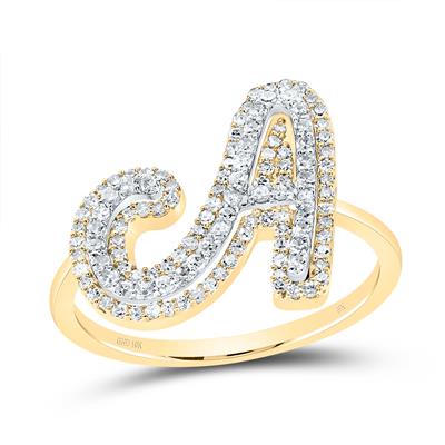 10k Gold 1/2 ct Diamond Cursive Initial Ring