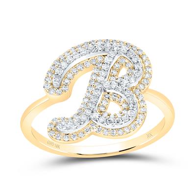 10k Gold 1/2 ct Diamond Cursive Initial Ring