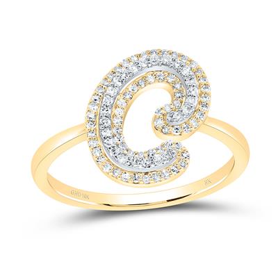 10k Gold 1/2 ct Diamond Cursive Initial Ring