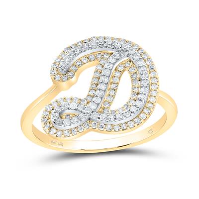 10k Gold 1/2 ct Diamond Cursive Initial Ring