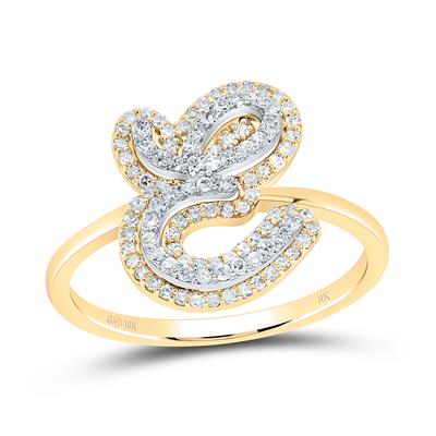 10k Gold 1/2 ct Diamond Cursive Initial Ring