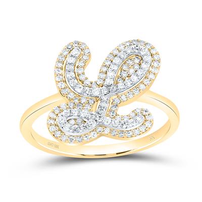 10k Gold 1/2 ct Diamond Cursive Initial Ring