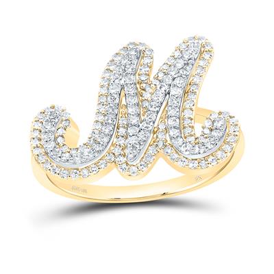 10k Gold 1/2 ct Diamond Cursive Initial Ring