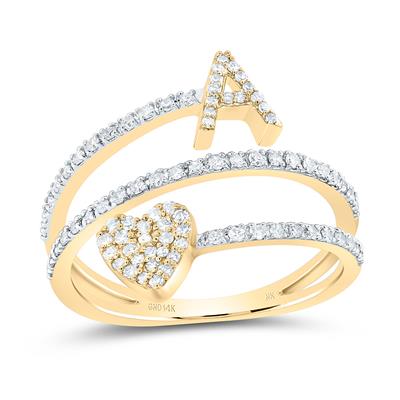 10k & 14k Gold 3/8 ct Diamond Swirl Initial Ring