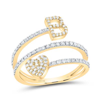 10k & 14k Gold 3/8 ct Diamond Swirl Initial Ring