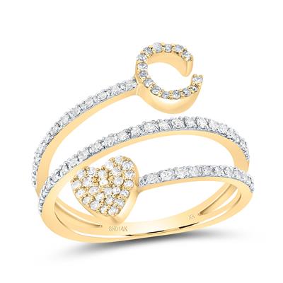 10k & 14k Gold 3/8 ct Diamond Swirl Initial Ring