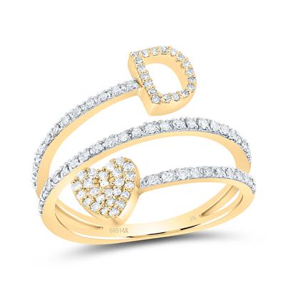 10k & 14k Gold 3/8 ct Diamond Swirl Initial Ring