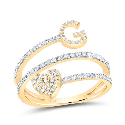 10k & 14k Gold 3/8 ct Diamond Swirl Initial Ring