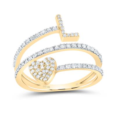 10k & 14k Gold 3/8 ct Diamond Swirl Initial Ring