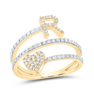 10k & 14k Gold 3/8 ct Diamond Swirl Initial Ring