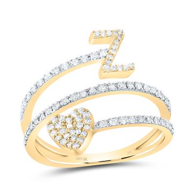 10k & 14k Gold 3/8 ct Diamond Swirl Initial Ring