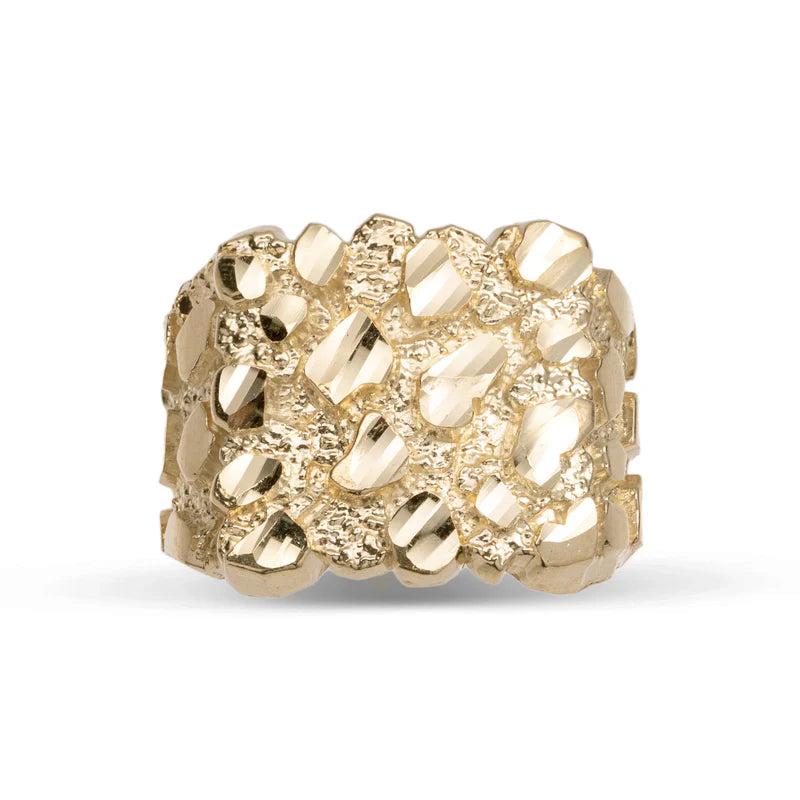 10k & 14k Gold Large Nugget Square Ring