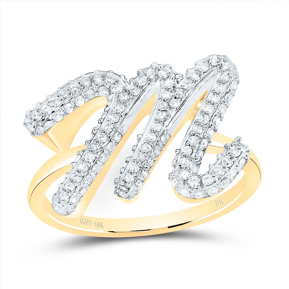 10k Gold 1/2 ct Diamond Cursive Initial Ring