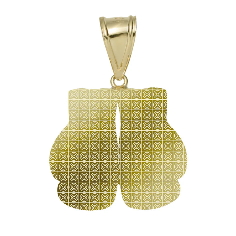 10k Two-Tone Gold Double Boxing Glove Pendant