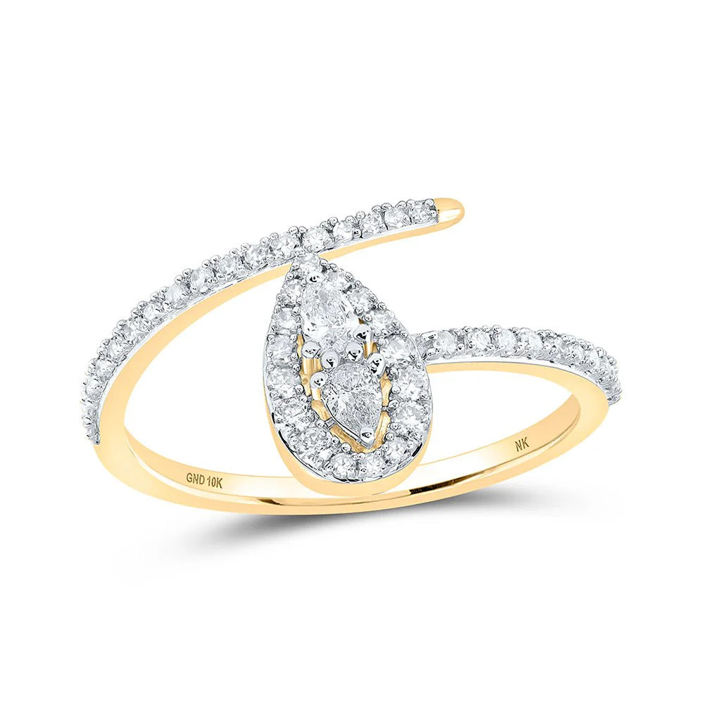 10k Yellow Gold Pear Diamond 3/8 ct Ring