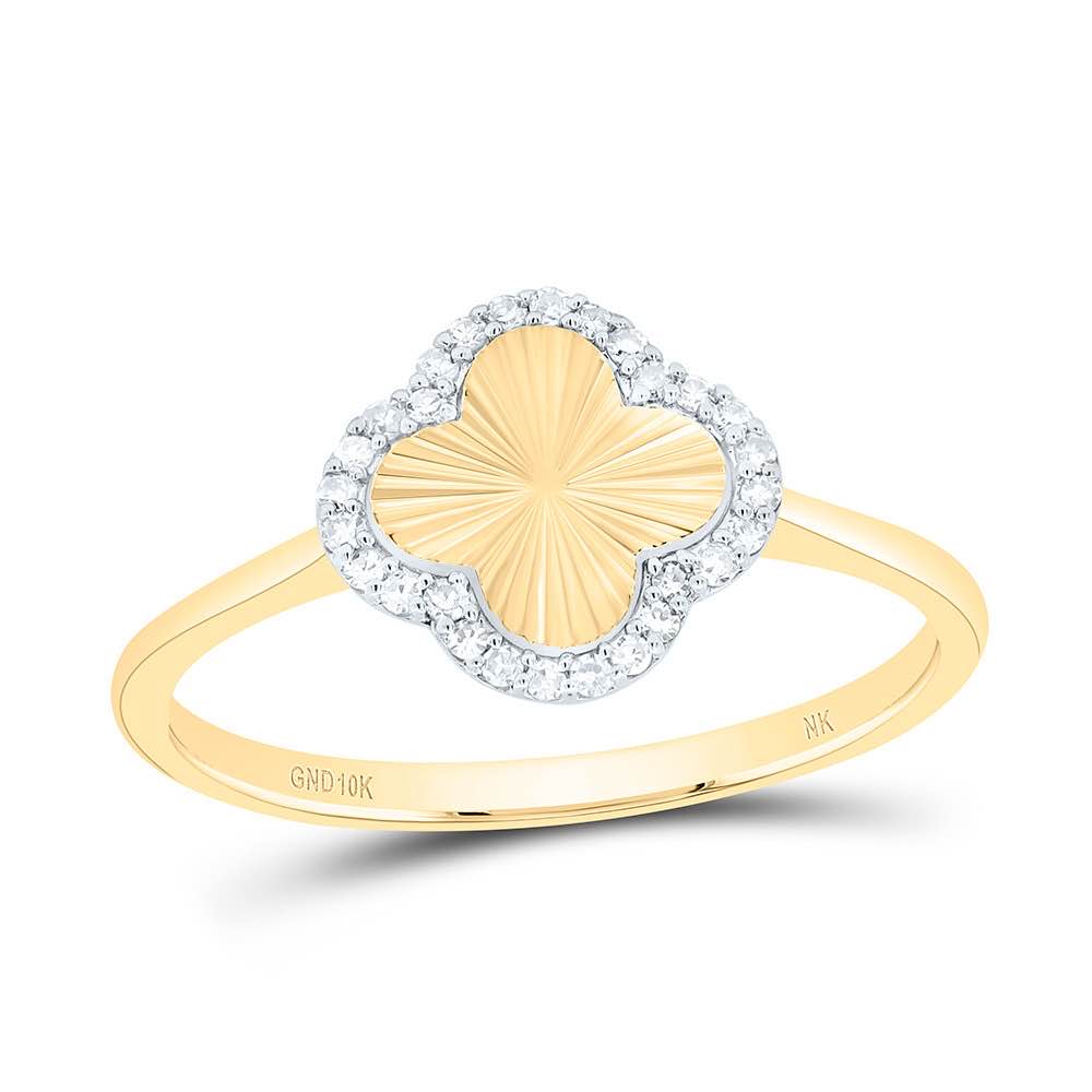 10k Gold 1/10 ct Diamond Clover Ring