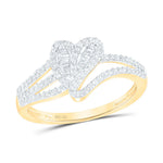 10k Gold 1/3 ct Baguette Diamond Heart Ring