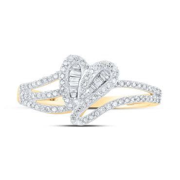 10k Gold 1/3 ct Baguette Diamond Heart Ring