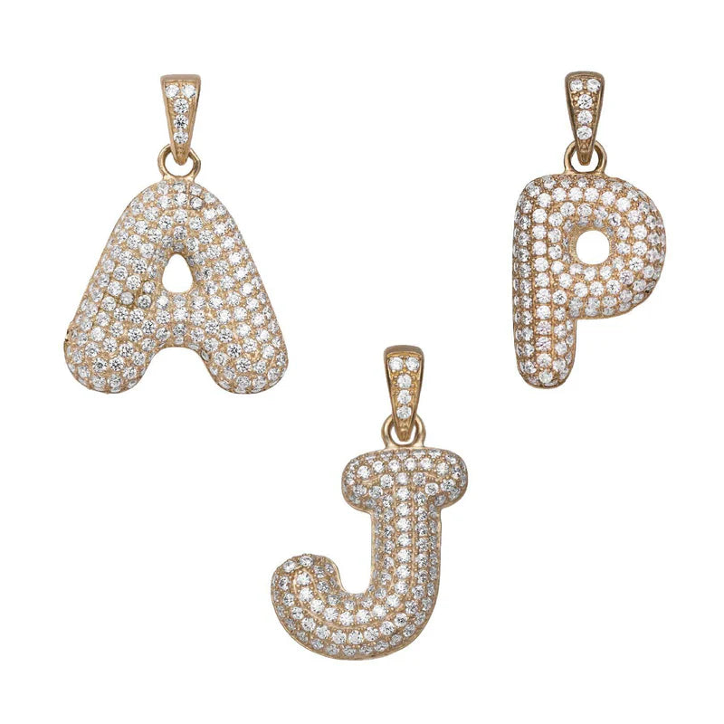 10k Gold Cubic Zirconia Bubble Initial