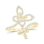 10k Gold 1/3 ct Diamond Bypass Butterfly Ring