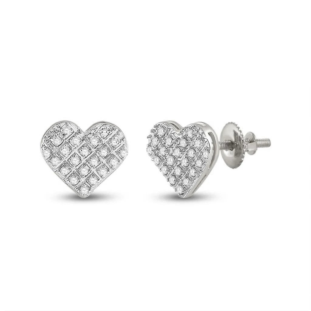 10k Gold 1/10 ct Diamond Heart Earrings