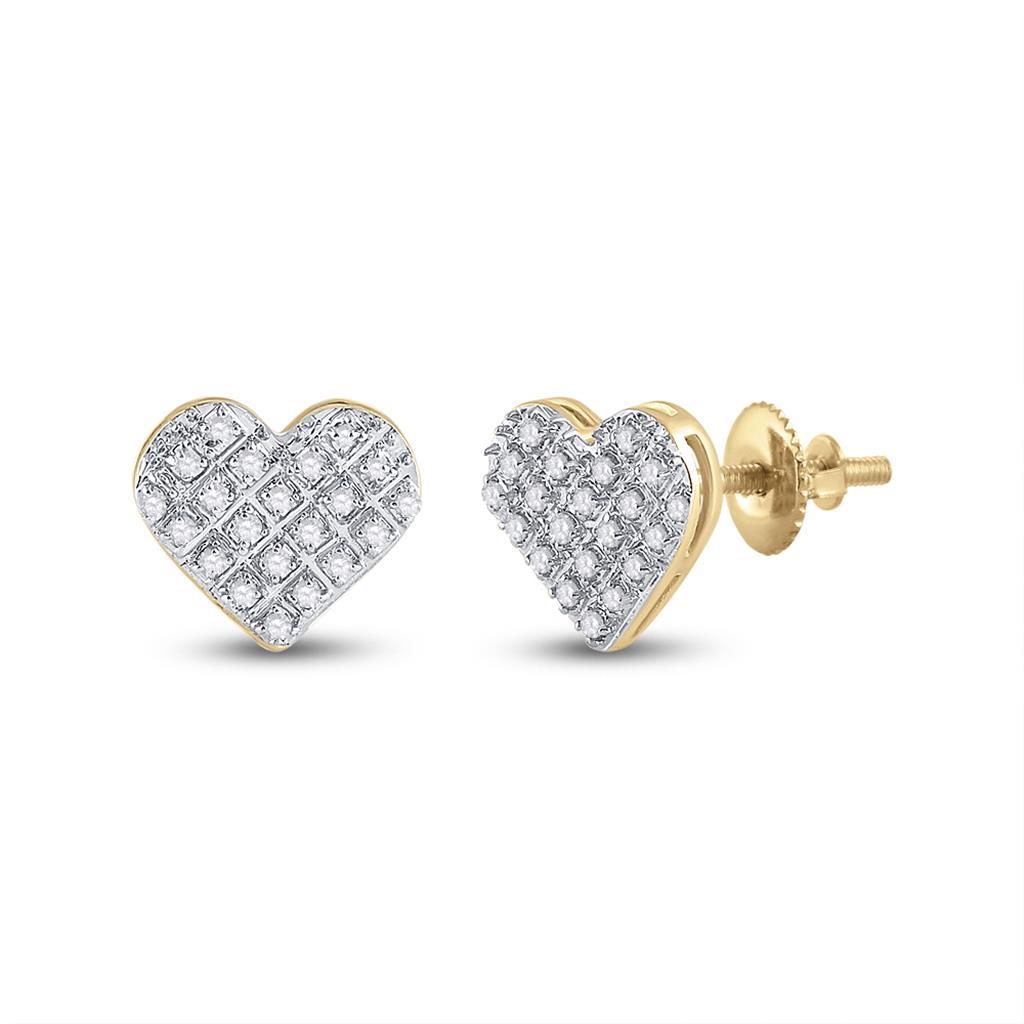 10k Gold 1/10 ct Diamond Heart Earrings