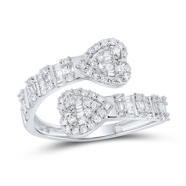 10k Gold 5/8 ct Baguette Diamond Cuff Heart Ring