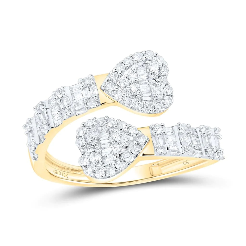 Cuff Heart Rings 10k Gold 5/8 ct Baguette Diamond Cuff Heart Ring – Perez Jewerly