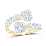 10k Gold 5/8 ct Baguette Diamond Cuff Heart Ring